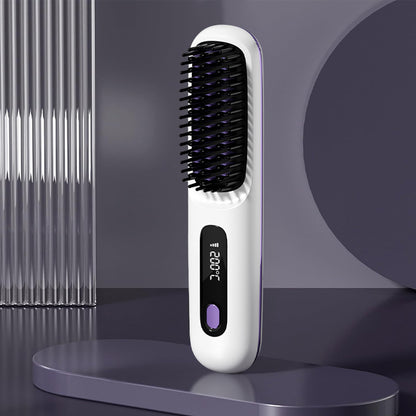 Portable Cordless Hair Straightening Brush With LED Display
