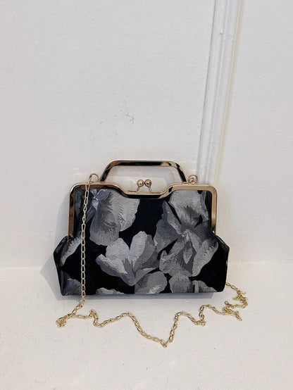 Retro Small Square Handbag – Crossbody Cheongsam Style Lip Clip Bag