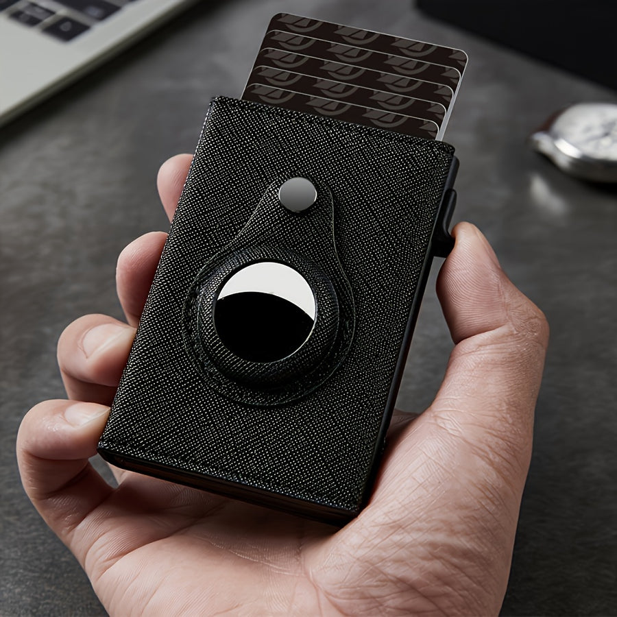 AirTag Men’s RFID Wallet – Minimalist Slim Pop-up Card Holder with Smart Stand