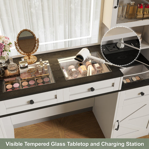 Vanity Desk With Mirror And LED Lights