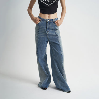 Women’s Washed Blue Loose Stitch Jeans