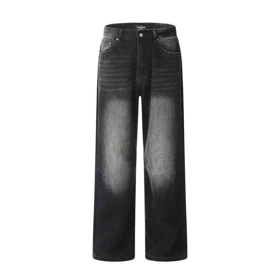 Contrast Color Denim Straight-leg Trousers Men