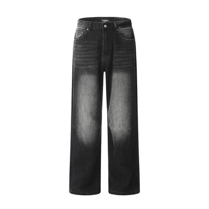 Contrast Color Denim Straight-leg Trousers Men