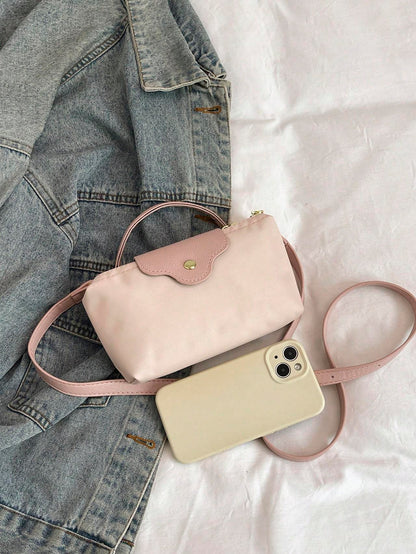 Women’s Solid Color Crossbody Handbag – Fashionable Dumpling Bag