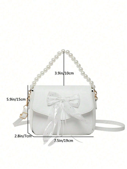Women’s Bowknot Lace Pearl Handbag – Fashion Shoulder Crossbody Bag