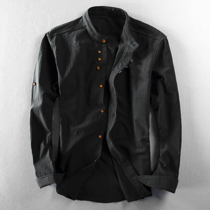 Men's Casual Shirt Chinese Style Stand Collar Cotton Linen