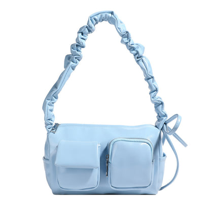 Women’s Pleated Tote Bag – Korean Niche Style Large Capacity Multi-Pocket Purse