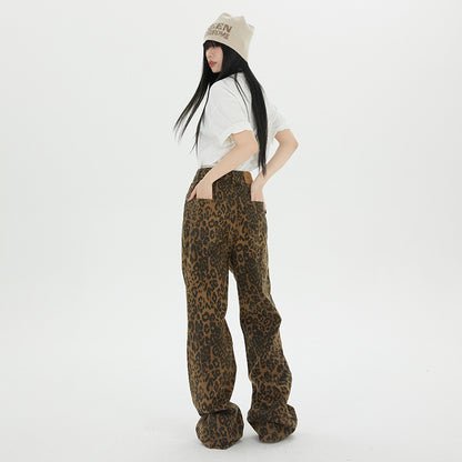 Women’s Leopard Print Wide Leg Jeans