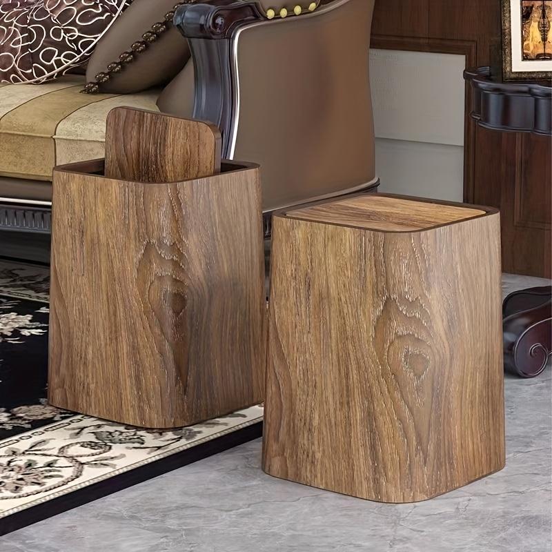 Wood Grain Trash Can