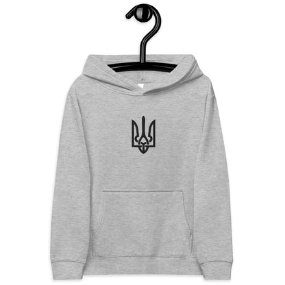 Kids fleece hoodie with Ukrainian Tryzub