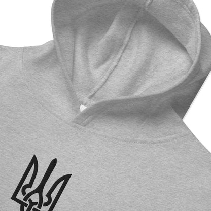 Kids fleece hoodie with Ukrainian Tryzub