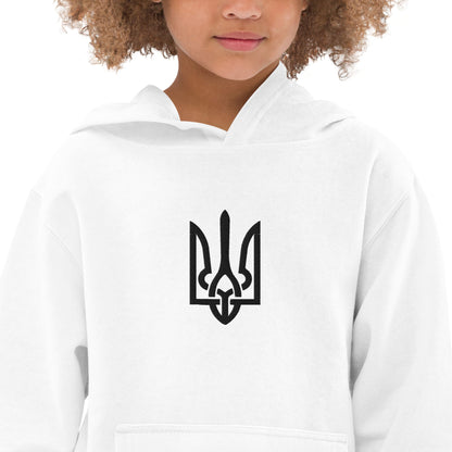 Kids fleece hoodie with Ukrainian Tryzub