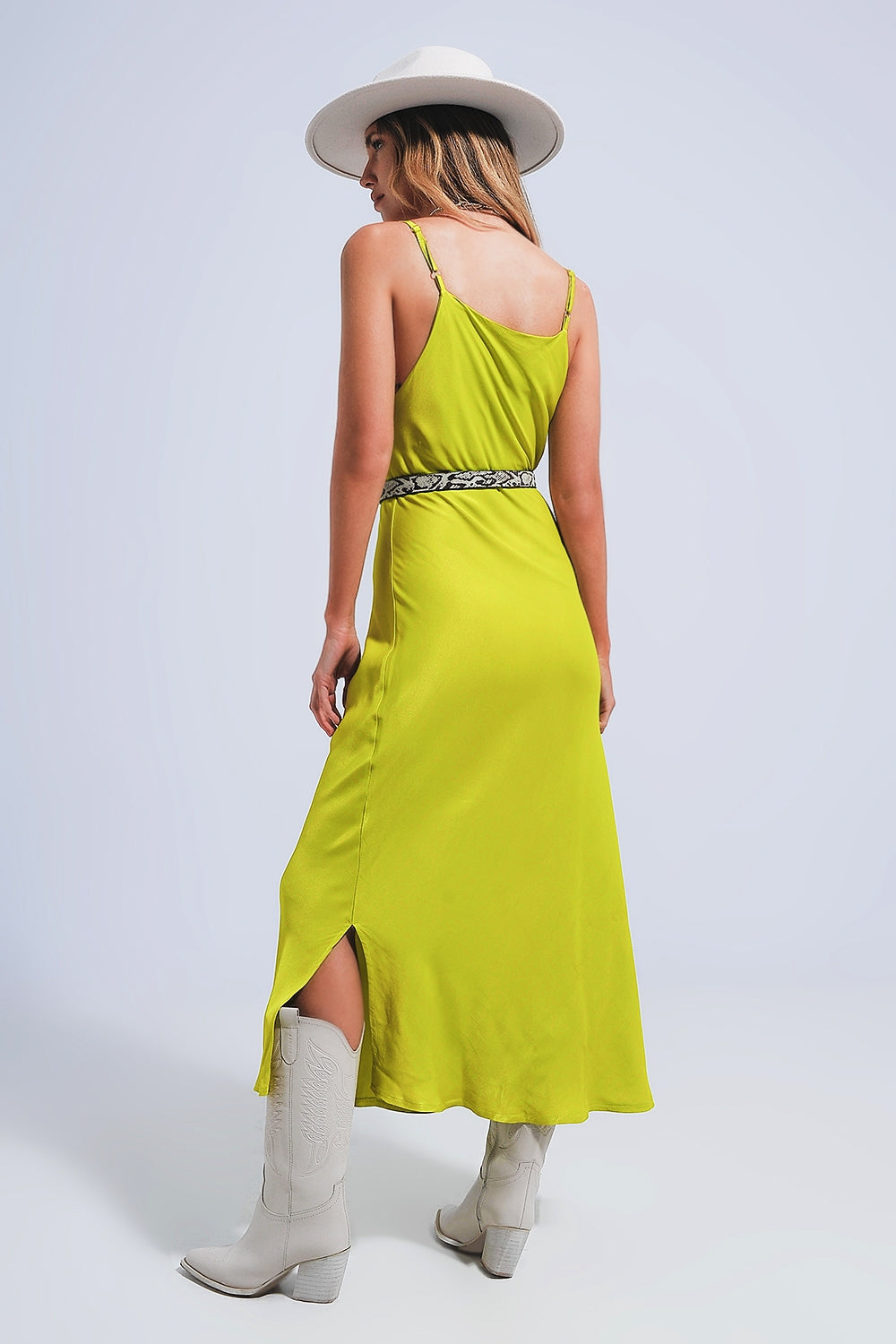 Viridia Satin Curve Midi