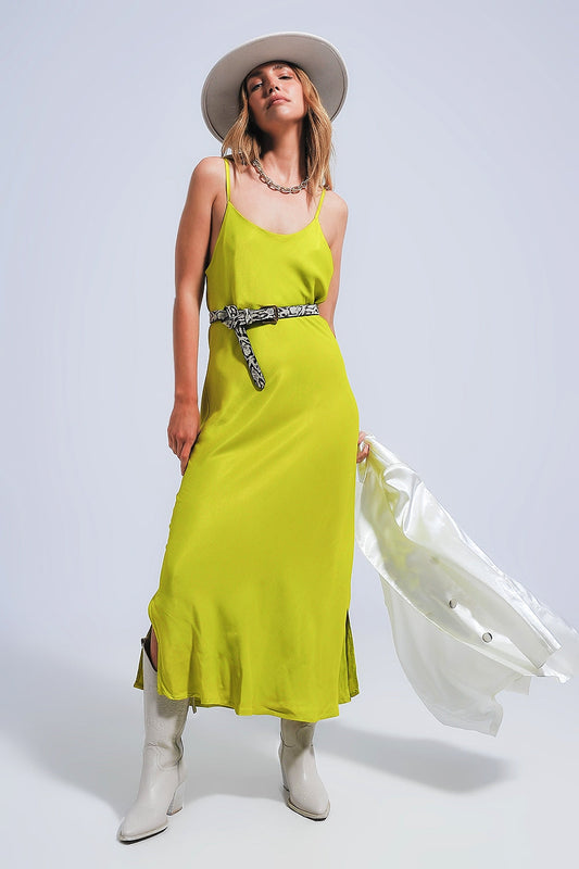 Viridia Satin Curve Midi