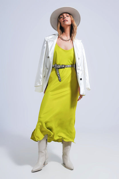 Viridia Satin Curve Midi