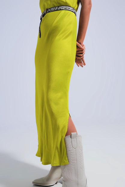 Viridia Satin Curve Midi