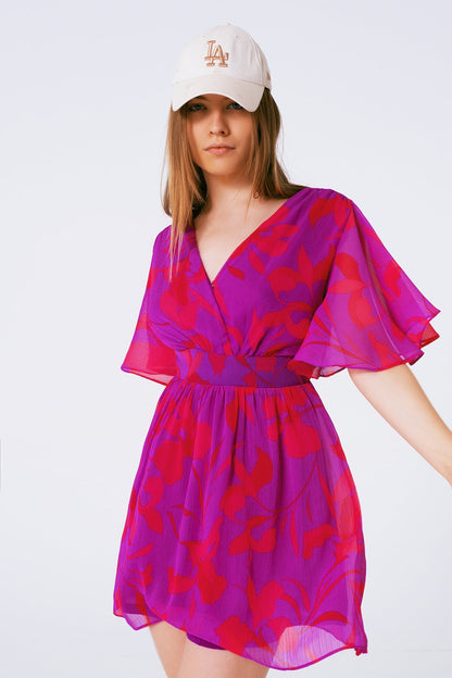 Auretta Floral Chiffon Mini Dress