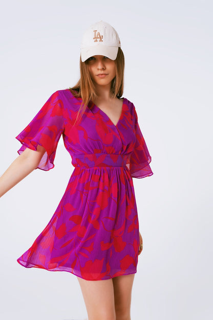 Auretta Floral Chiffon Mini Dress