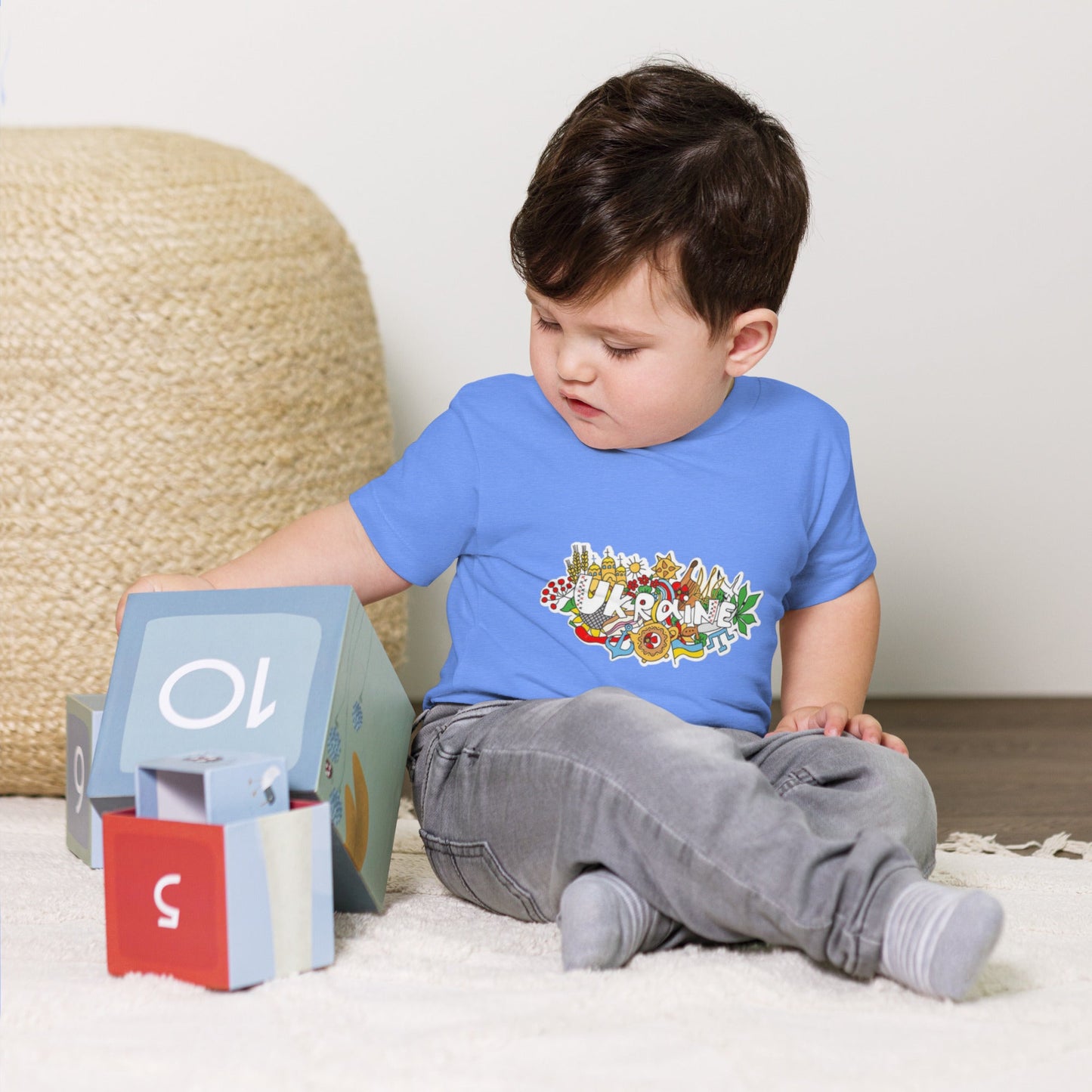 Toddler Short Sleeve T-Shirt with Ukraine Design