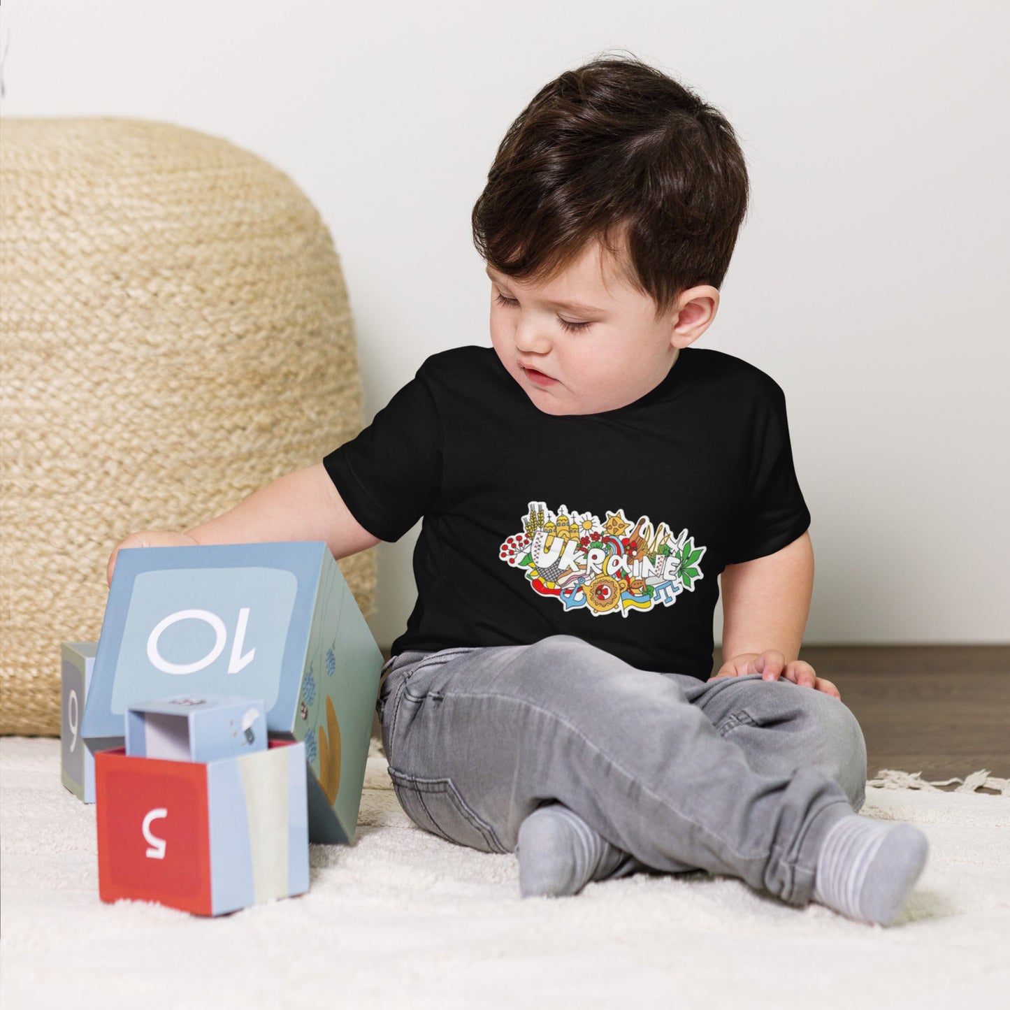 Toddler Short Sleeve T-Shirt with Ukraine Design