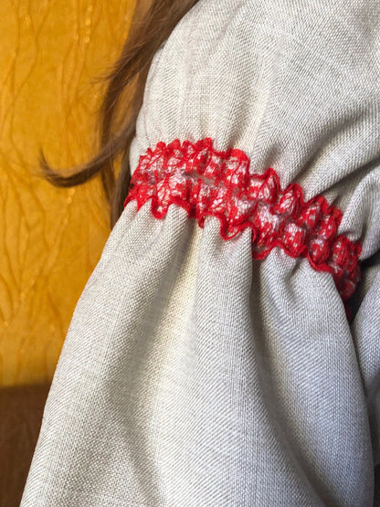 Ukrainian Embroidered Linen Dress with Belt for Girls – Traditional Vyshyvanka Outfit