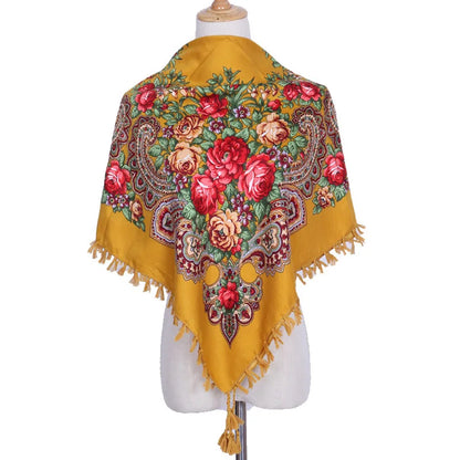 Vintage Ukrainian Embroidered Headscarf for Women