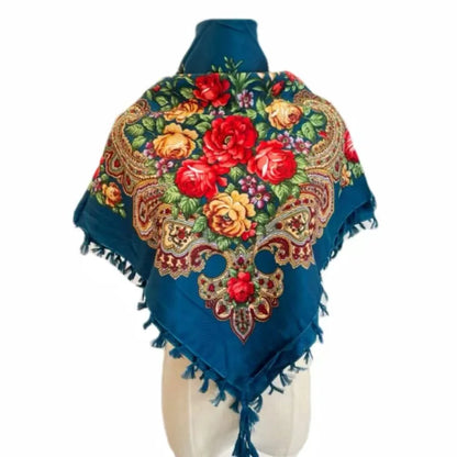 Vintage Ukrainian Embroidered Headscarf for Women