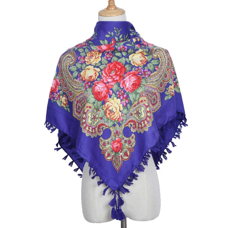 Vintage Ukrainian Embroidered Headscarf for Women