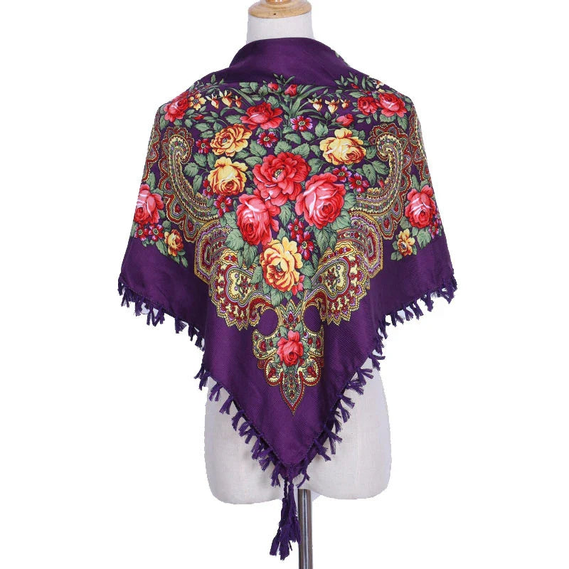 Vintage Ukrainian Embroidered Headscarf for Women