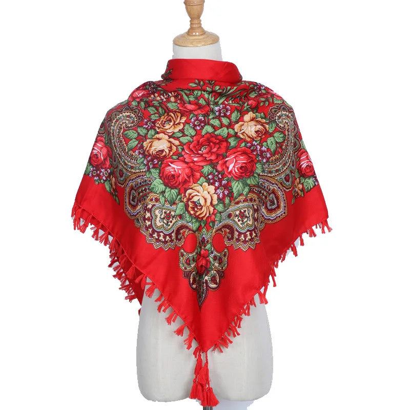 Vintage Ukrainian Embroidered Headscarf for Women