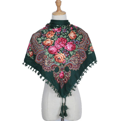 Vintage Ukrainian Embroidered Headscarf for Women