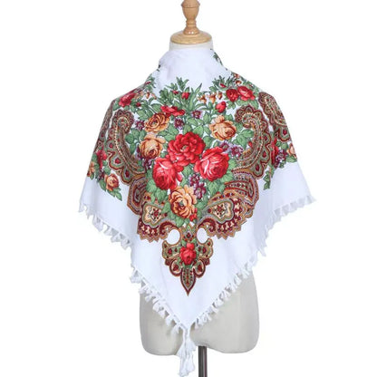 Vintage Ukrainian Embroidered Headscarf for Women