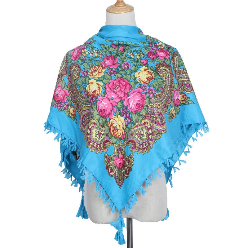 Vintage Ukrainian Embroidered Headscarf for Women