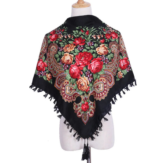 Vintage Ukrainian Embroidered Headscarf for Women
