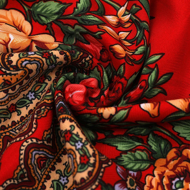 Vintage Ukrainian Embroidered Headscarf for Women