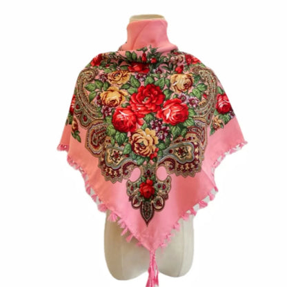 Vintage Ukrainian Embroidered Headscarf for Women