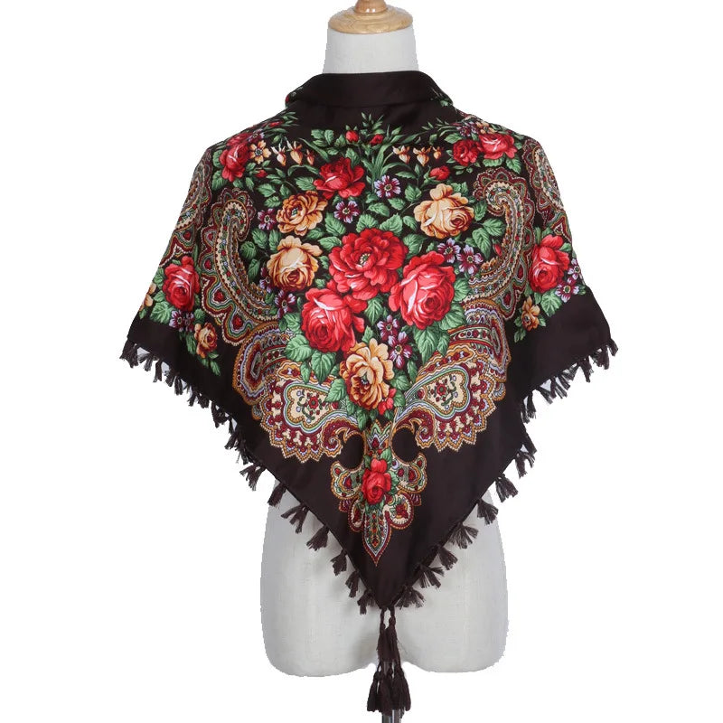 Vintage Ukrainian Embroidered Headscarf for Women